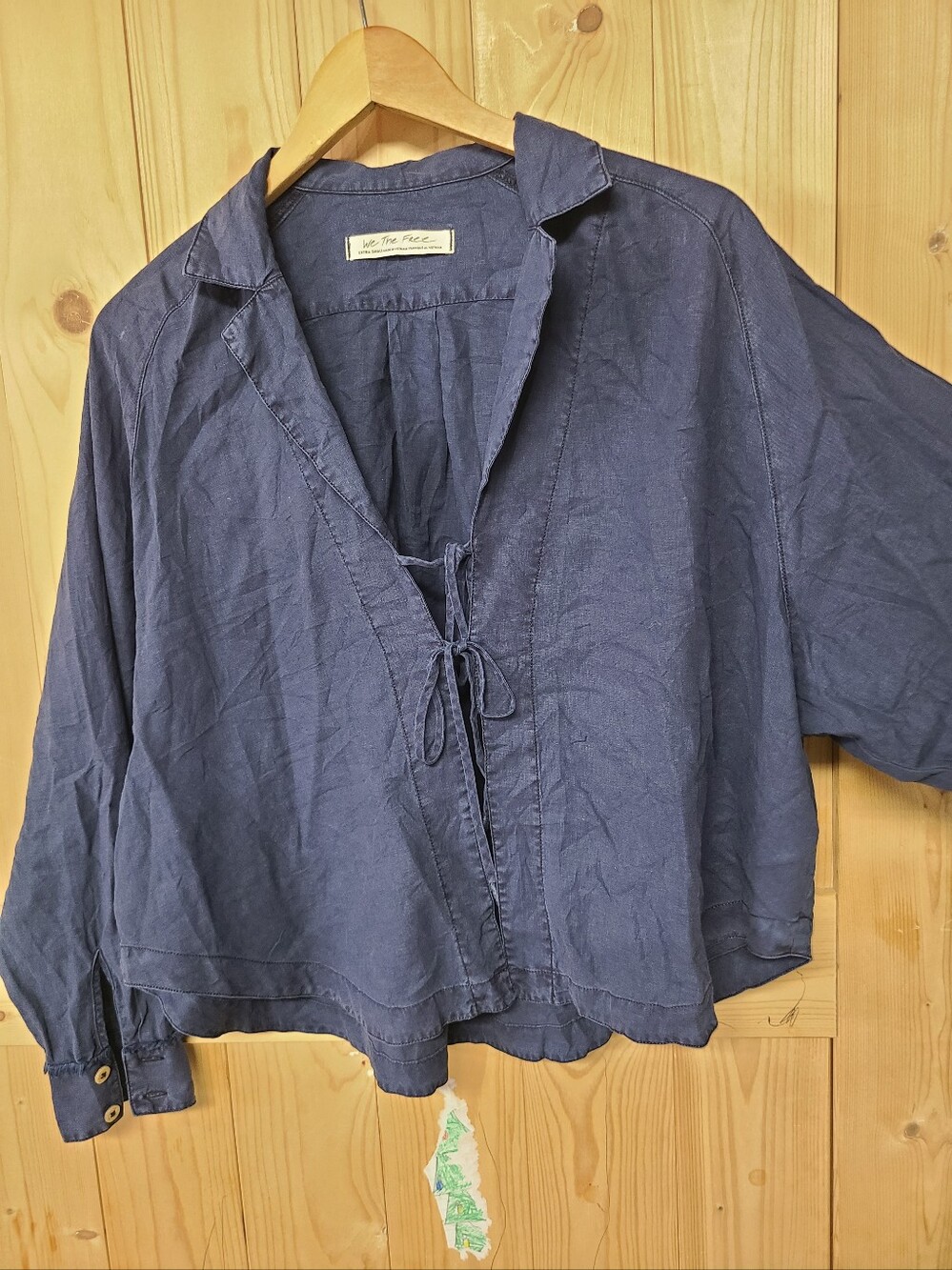 We The Free Navy Blue Tie-Front Blouse